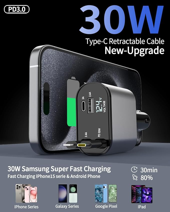 ModernDrive™ Retractable Car Charger – Turn Any Car Into a Tesla Vibe